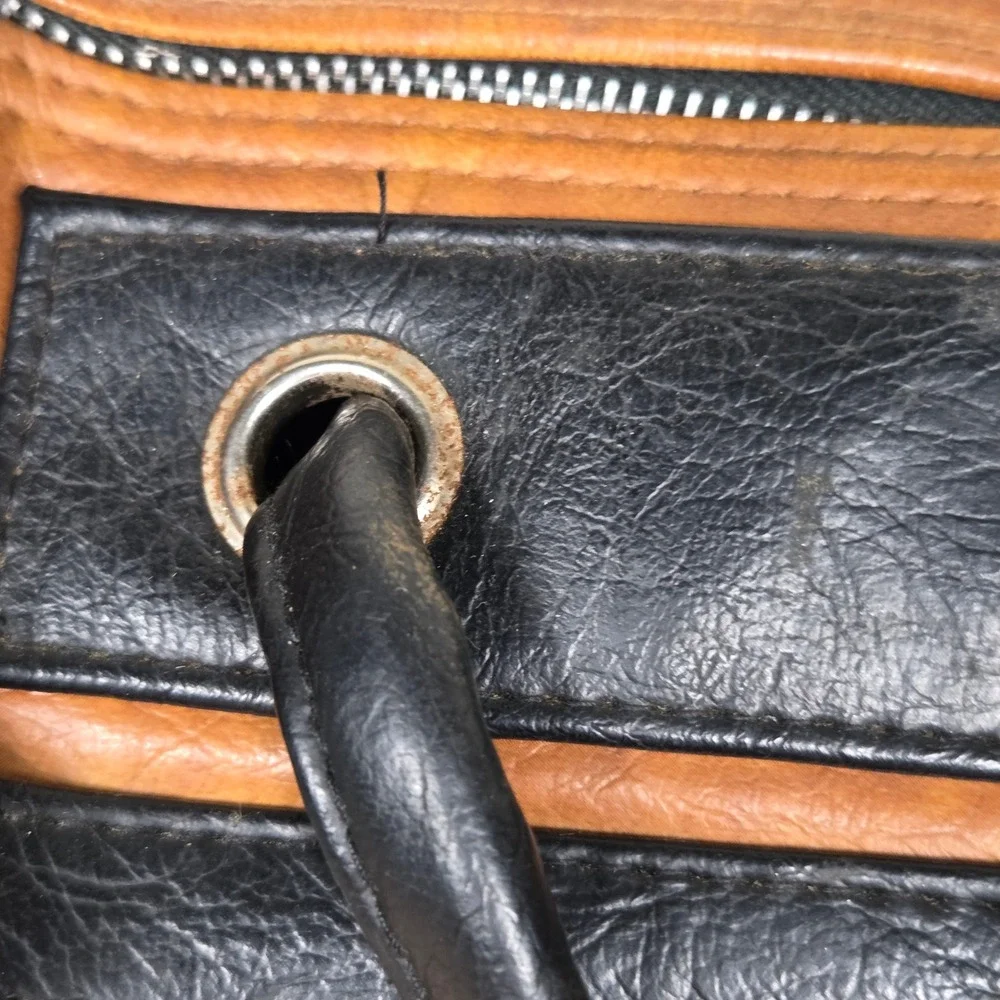 vintage y2k cognac brown black multi zip moto satchel shoulder bag